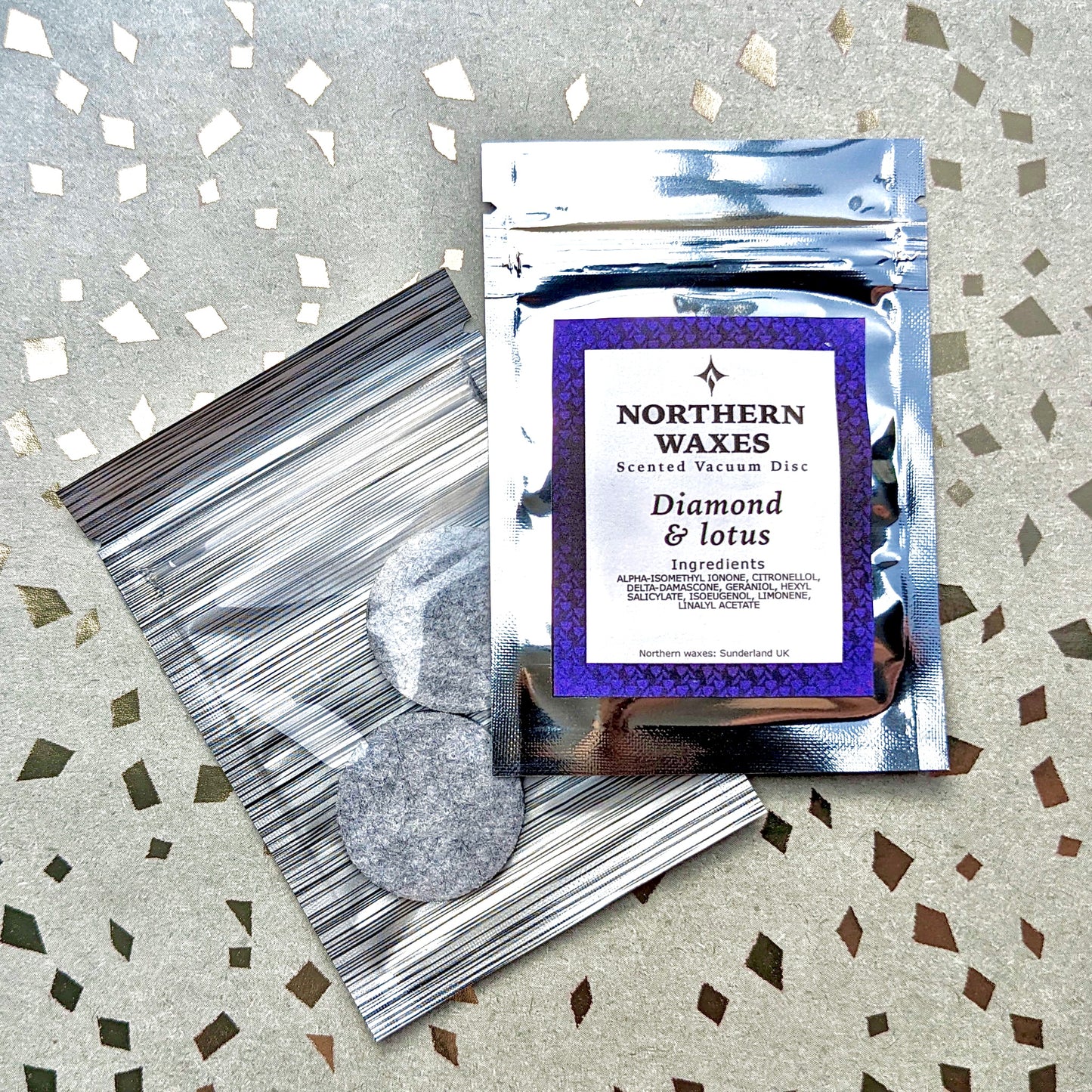 Diamond and Lotus scented vacuum discs by northernwaxes