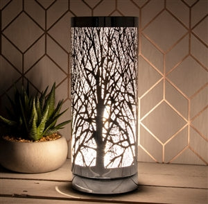 Tree Patterned Touch Aroma Lamp - Silver Base (10 x 26cm)