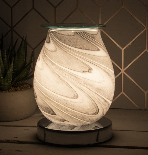 Touch Sensitive Aroma Lamp Grey Marble (Silver Base) 17cm
