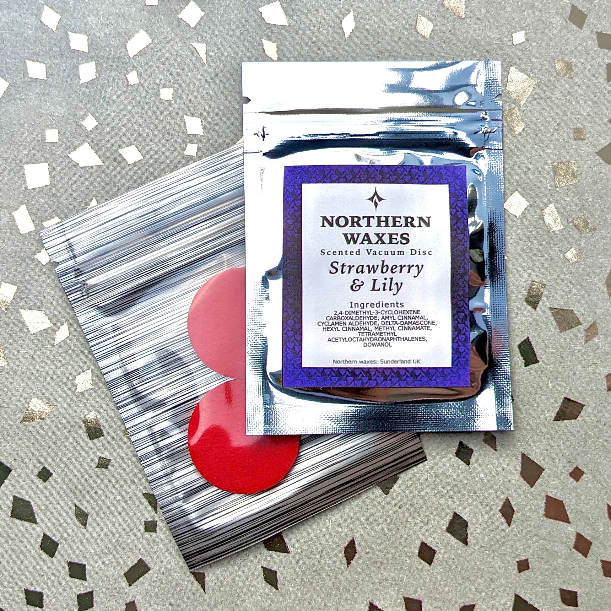 Strawberry and Lily scented vacuum discs by northernwaxes